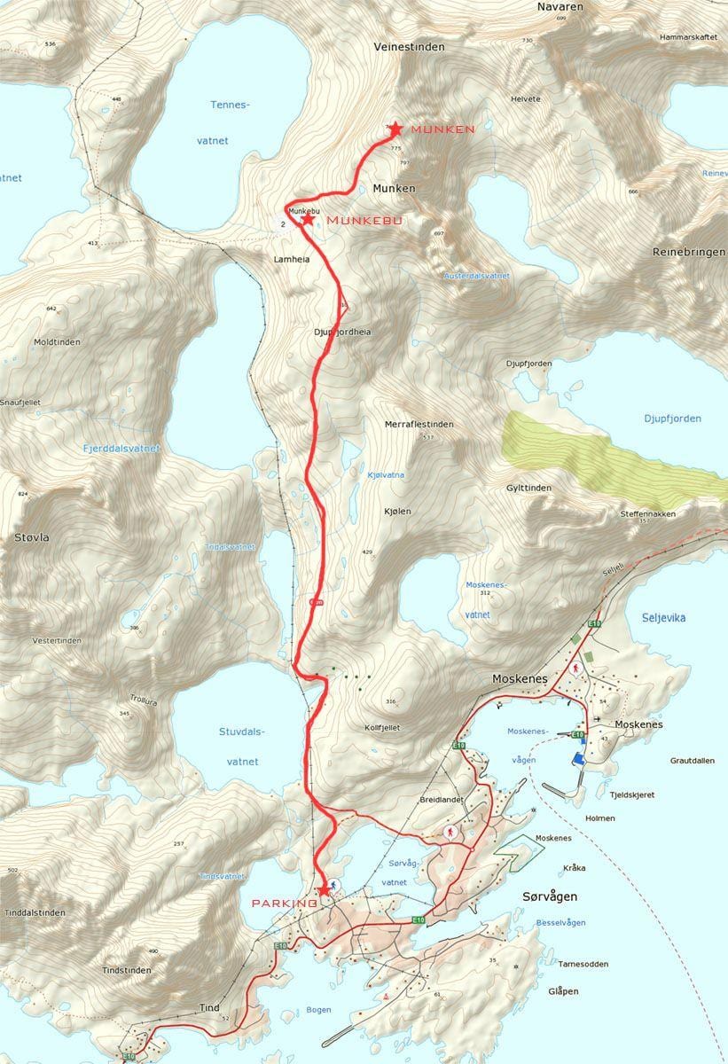 Χάρτης της Νορβηγίας μονοπάτια πεζοπορίας