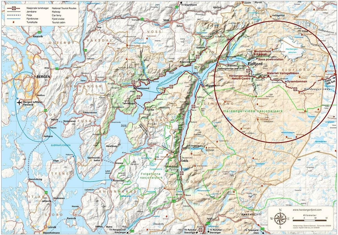 hardangerfjord Νορβηγία χάρτης