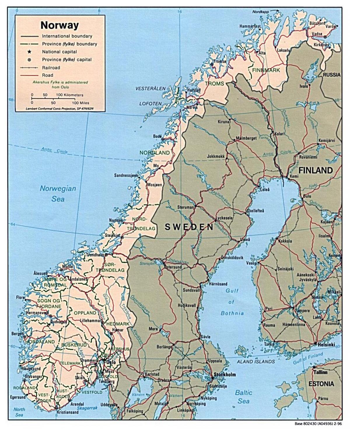 οδήγηση χάρτη της Νορβηγίας