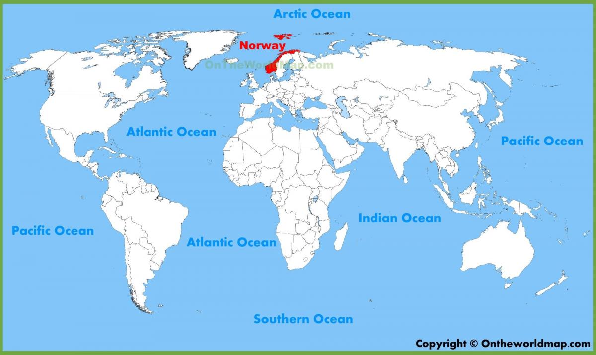 παγκόσμιο χάρτη που δείχνει τη Νορβηγία