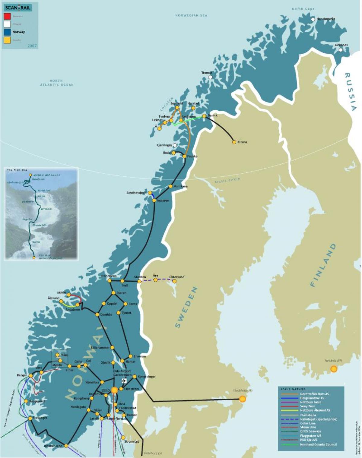 Νορβηγία σιδηροδρομικό χάρτη