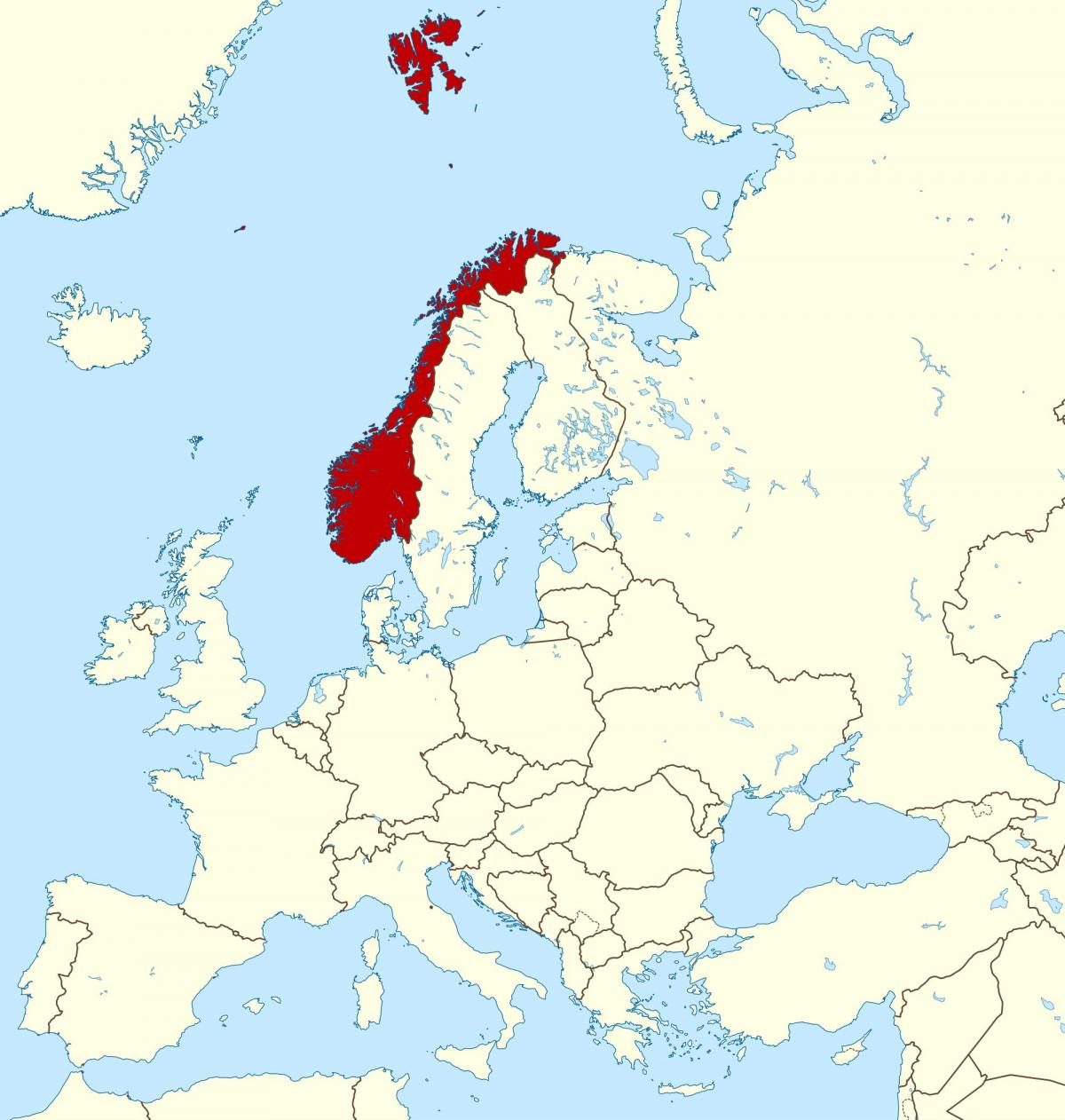 χάρτης της Νορβηγίας και της ευρώπης