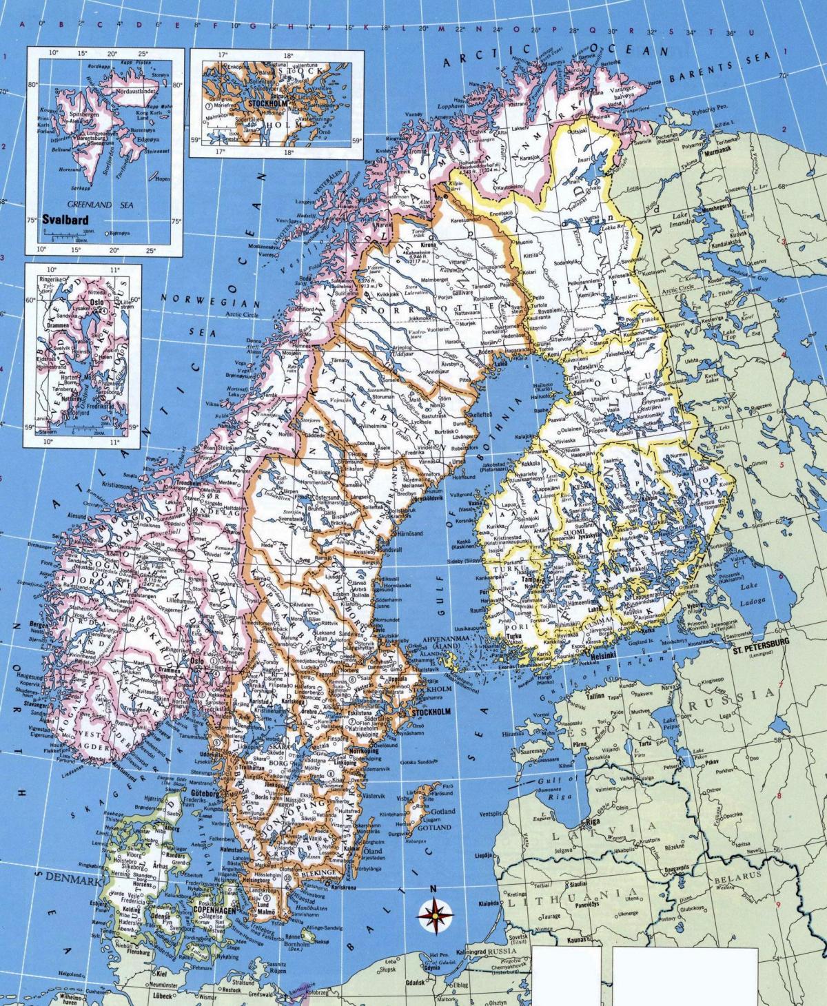 Χάρτης λεπτομερείς Νορβηγία