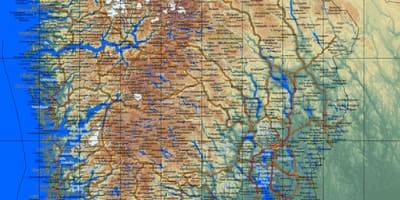 Λεπτομερής χάρτης της νότιας Νορβηγίας