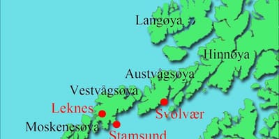 Νησιά Lofoten της Νορβηγίας χάρτης