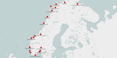Χάρτης της Νορβηγίας αεροδρόμια