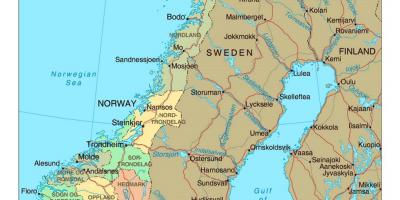 Χάρτης της Νορβηγίας με πόλεις