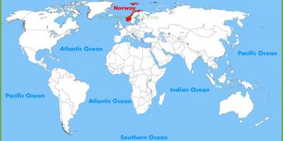 Παγκόσμιο χάρτη που δείχνει τη Νορβηγία
