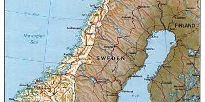 Λεπτομερής χάρτης της Νορβηγίας με τις πόλεις